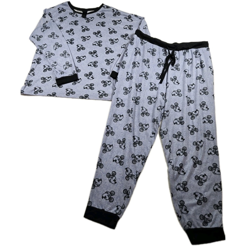 Disney Mickey Mouse 2 Piece Lounge Sleep Jogger Set Size XL Soft Slouchy Blue